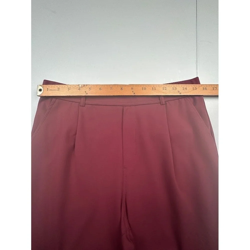 Halara Pants Women Large Burgundy Flex DayStretch High Waisted Pocket Work Flare - Picture 9 of 12